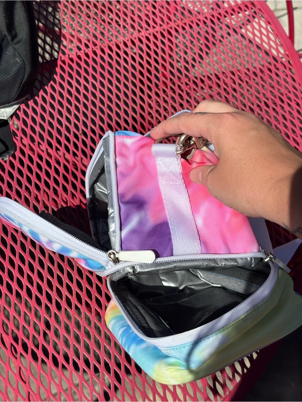 Tie-Dye Crossbody Insulated Lunchbox Bag - Pastel Rainbow - Picture 9 of 9